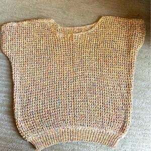 Short Sleeve Sweater, confetti ribbon yarn, Size Small